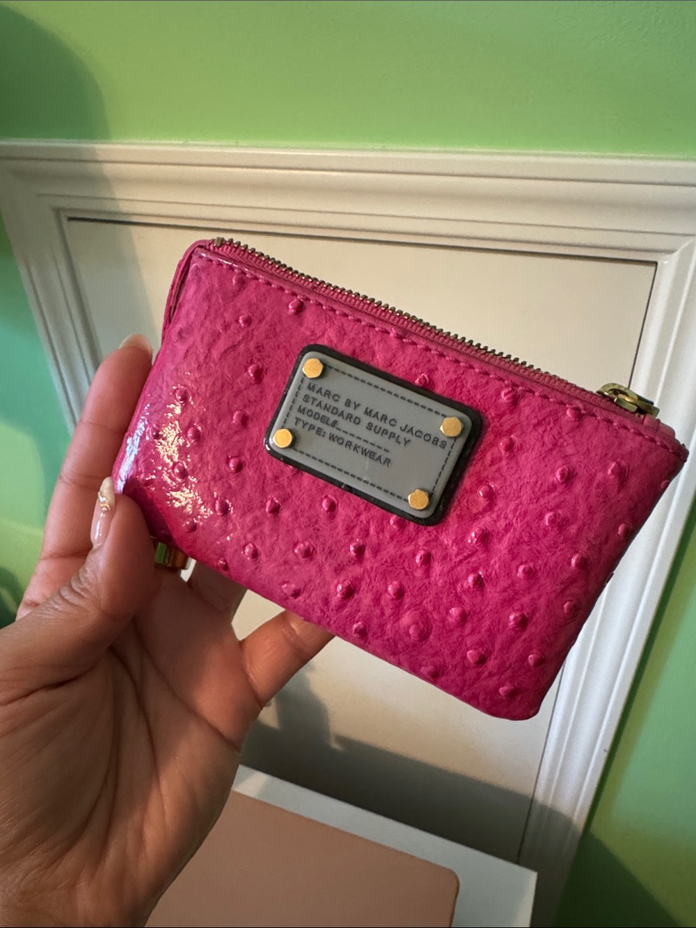 Marc by Marc Jacobs Hot Pink Textured Zip Card Pouch